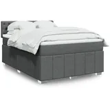 vidaXL Boxspringbett mit Matratze Dunkelgrau 140x200 cm Stoff