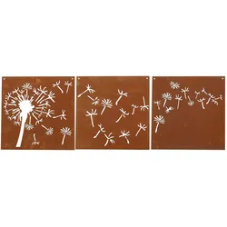 Ferrum Wandbild Edelrost Bildtriologie Pusteblume 3er-Set 30 x 30cm