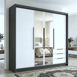 A&J MöbelLand Drehtürenschrank VIVO 200 x 215 x 59,5 cm Graphit/Weiß