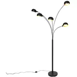 Qazqa Stehleuchte Sixties mit fünf Armen, schwarz 5-Licht - Design I Stehlampe I Standleuchte I Lampe I Leuchte - 2 Jahre Gewährleistung - Stahl Länglich - LED geeignet E14