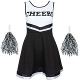 REDSTAR FANCY DRESS Cheerleader Kostüm Kinder mit High School Cheerleader Pompons – Halloween Kostüm Teenager Mädchen – Kinderkostüm Faschingskostüme Kinder, Karneval, Party