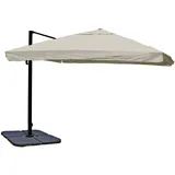 MCW Ampelschirm A96 3x3m Alu Flap Creme-Grau mit Ständer