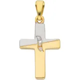 Kettenanhänger ADELIA ́S "Kreuzanhänger 333 Gold ( 8K ) mit Zirkonia", gold (silber), Schmuckanhänger, Damen, mit Zirkonia, Gold, Kettenanhänger, Goldanhänger Kreuz