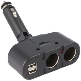 AccuCell KFZ-Adapter Verteiler Zigarettenanzünder Stecker auf 2x Kupplung + USB