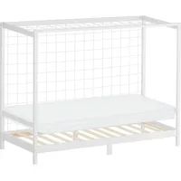 ML-Design Kinderbett Fußballtor 90x200 cm mit Matratze H:10cm, Weiß