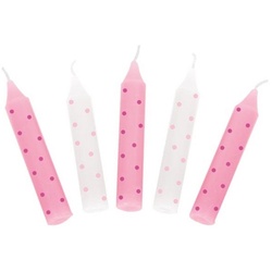 goki Geburtstagskerze Geburtstagskerzen-Set 10 Stk. Kerzen 10 cm hoch Geburtstag (Set, 10-tlg., 1), Kerzen handbemalt in der Farbe rosa gepunktet rosa