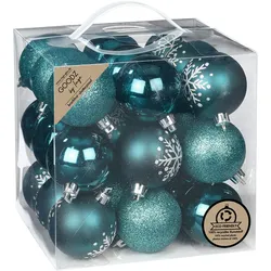 27 Weihnachtskugeln 6cm Kunststoff Christbaumkugeln Weihnachtsbaumkugeln petrol