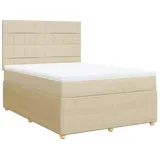 vidaXL Boxspringbett mit Matratze Creme 160x200 cm Stoff