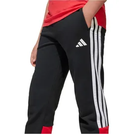 adidas Seasonal Essentials Tiberio 3-Streifen Fleece Joggers Black / White / Pure Ruby 140