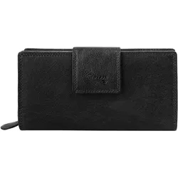 Geldbörse CLUTY, schwarz, Leder, unifarben, klassisch, Kleinlederwaren, echt Leder