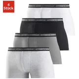 Authentic Underwear Boxer AUTHENTIC UNDERWEAR "Boxershorts für Herren", Herren, Gr. 6L, 4 Stk., grau (grau, meliert, grau, schwarz, weiß), Jersey, Obermaterial: 95% Baumwolle, 5% Elasthan, unifarben, Unterhosen, schwarzer Webbund mit Logoschriftzug