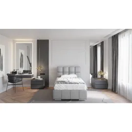 Homesy Polsterbett, Grau, Holz, Mode, 100x200 cm, Oeko-Tex® Standard 100, Schlafzimmer, Betten, Polsterbetten