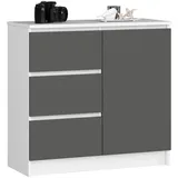 Milord Kommode Jerry 80 x 77 x 35 cm Weiß/Grau