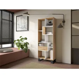 SKRAUT HOME Bücherregal 67 x 31 x 174 cm Eiche/Weiß