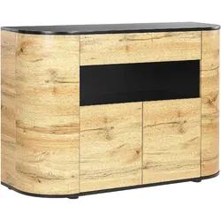 Sideboard heller Holzfarbton / schwarz 4 Türen JEROME