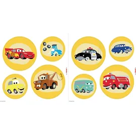 KOMAR Disney Fenstersticker - Cars Ka-Chow Bubbles - Größe 30 x 30 cm, 2 Bogen - Kinderzimmer, Babyzimmer, Fensteraufkleber, Fensterbild, Bunt