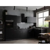 Respekta Winkelküche L-Form 310 x 172 cm Grau Schwarz