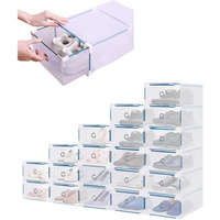 Youyijia 20 Stück Schuhboxen - Stapelbare Schuh Organizer aus Transparentem Kunststoff mit Schubladen - DIY Schuhschachteln für Platzsparende Aufbewahrung - 28x18x10cm