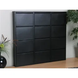 Pisa Schuhschrank mit 12 Klappen/ Türen in Metall schwarz. Fertig montiert.
