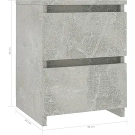 vidaXL Nachtschrank 2 Stk. 30 x 30 x 40 cm Betongrau