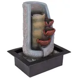 GLOBO Zierbrunnen Innen Tischbrunnen RGB LED Farbwechsel Kaskade, Kunststoff schwarz grau, inkl. Pumpe, LxBxH 31x23x39,5 cm