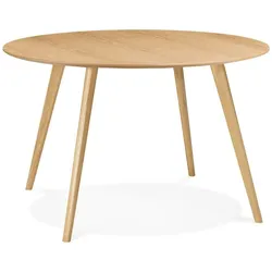 Kadima Design Esstisch, Holz, Rund, Ø 120 cm, Skandi-Stil, Beige. 120x120x75 cm