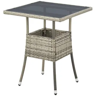 Juskys Yoro Polyrattan Gartentisch quadratisch 60 x 60 cm Grau