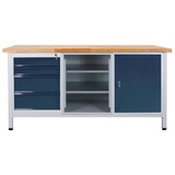 Proregal Werkbank Giant Rhino mit 4 Schubladen + Regalfach + 1 Tür | HxBxT 84x170x60cm | Traglast 500kg | Lichtgrau/Anthrazitgrau