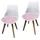 Hti-Living Esszimmerstuhl 2er Set Kunstleder rosa/weiß