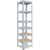 shelfplaza PRO 230x40x40 cm Schwerlastregal in verzinkt mit 6 Böden und 166 kg Traglast pro Boden
