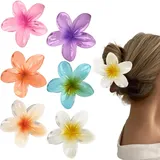 6 Stk. Blumen-Haarspangen, Große Blumen-Klauen-Spangen für dickes Haar, rutschfest, starker Halt, Hawaiianische Haaraccessoires für Mädchen und Frauen (Mehrfarbig)