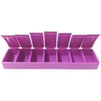 Tupperware Tablettenbox Pillendose klein für unterwegs tragbar Pillenbox kleine Tablettendose für Vitamine Fischöl und Süßstoff Tabletten violett