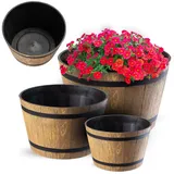 KADAX Blumentopf set, aus Kunststoff, runder, 23 cm + 30 cm + 40 cm, Hellbraun - KADAX