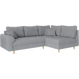 Home Affaire Ecksofa HOME AFFAIRE "CHARRE L-Form mit Ottomane, Maße B/T/H: 231/161/81 cm", grau, B:231cm H:81cm T:161cm, 92% Polyester, 8% Nylon, Sofas, Ecksofa, feine Steppung, lose Rücken- und Zierkissen, auch in Cord und Bouclé