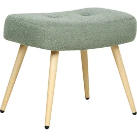 Beliani Ohrensessel Vejle Bouclé 70 x 100 x 80 cm Hellgrün mit Hocker