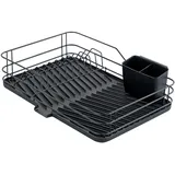 Maximex Geschirrständer schwarz, B:43cm H:10cm T:31cm, Metall, Geschirrständer, Geschirrabtropfer mit Abtropfschale, Besteckkorb und Tellergestell