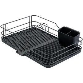 Maximex Geschirrständer schwarz, B:43cm H:10cm T:31cm, Metall, Geschirrständer, Geschirrabtropfer mit Abtropfschale, Besteckkorb und Tellergestell