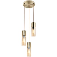 GLOBO Pendelleuchte 3 flammig Decken Hängelampe Metall Glas Pendellampe