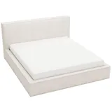 GRAINGOLD Polsterbett mit Bettkasten, 200x200 Creme Samt, Monaco
