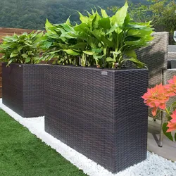 Casaria Deuba Poly Rattan Blumentopf Wasserabfluss Innentöpfe Braun