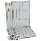 GO-DE Textil Bequeme und attraktive Polsterauflagen für Hochlehner-Gartenstühle (2er-Set, Stripes Exclusive hellgrün, Hochlehner)