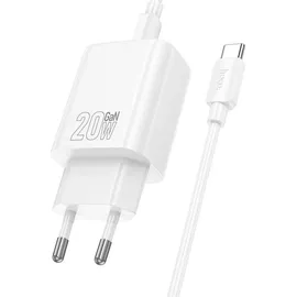 HOCO Ladegerät N60 USB-C 20W + Kabel Typ C auf C Weiß