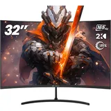 CRUA 32 Zoll Curved Gaming Monitor, FHD (1920x1080P) 1K 144HZ 165HZ 180HZ 1500R 99% sRGB Professional Color Gamut Computer Monitor, 1msGTG with FreeSync, Low Blue Light, VESA Mountable(HDMI,DP)-Black