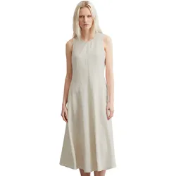Midikleid MARC O'POLO "in A-Linie geschnitten", Damen, Gr. 46, Normalgrößen, silky stone, Obermaterial: 100% Leinen; Futter: 100% Baumwolle, unifarben, figurbetont lang, Rundhals, ohne Ärmel, Kleider