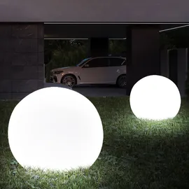 ETC Shop 2er Set Solarkugel Erdspieß, weiß silber, H 66,5 cm