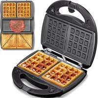Waffeleisen, Sandwichmaker 3 in 1, Multifunktionsgerät Doppel, 760,00 W, 3 Abnehmbare Platten, Antihaftbeschichtung, LED-Leuchten, Kombi-Waffeleisen