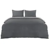 Utopia Bedding Bettwäsche 220x240 Set - Mikrofaser Bettbezug 240x220 cm + 2 Kissenbezüge 65x65 cm - Dunkelgrau/Hellgrau