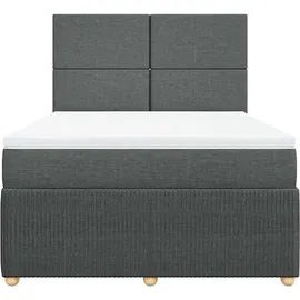 vidaXL Boxspringbett mit Matratze Dunkelgrau 140x200 cm Stoff