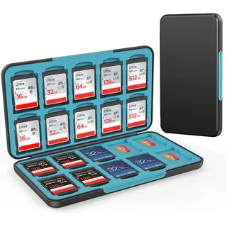 HEIYING Speicherkarten Etui für SD/TF Karten, Tragbarer Karte Etui Kompatibel mit 20 SDXC SDHC und 20 TF Kartensteckplätzen