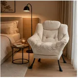ANYSUN Loungesessel Relaxsessel aus Samt mit Nackenstütze, ergonomisch weich gepolstert (Sessel mit optionalem Fußhocker, Relaxsessel), Kompakter Relaxsessel 75 x 80 x 85 cm, wahlweise mit Fußhocker beige